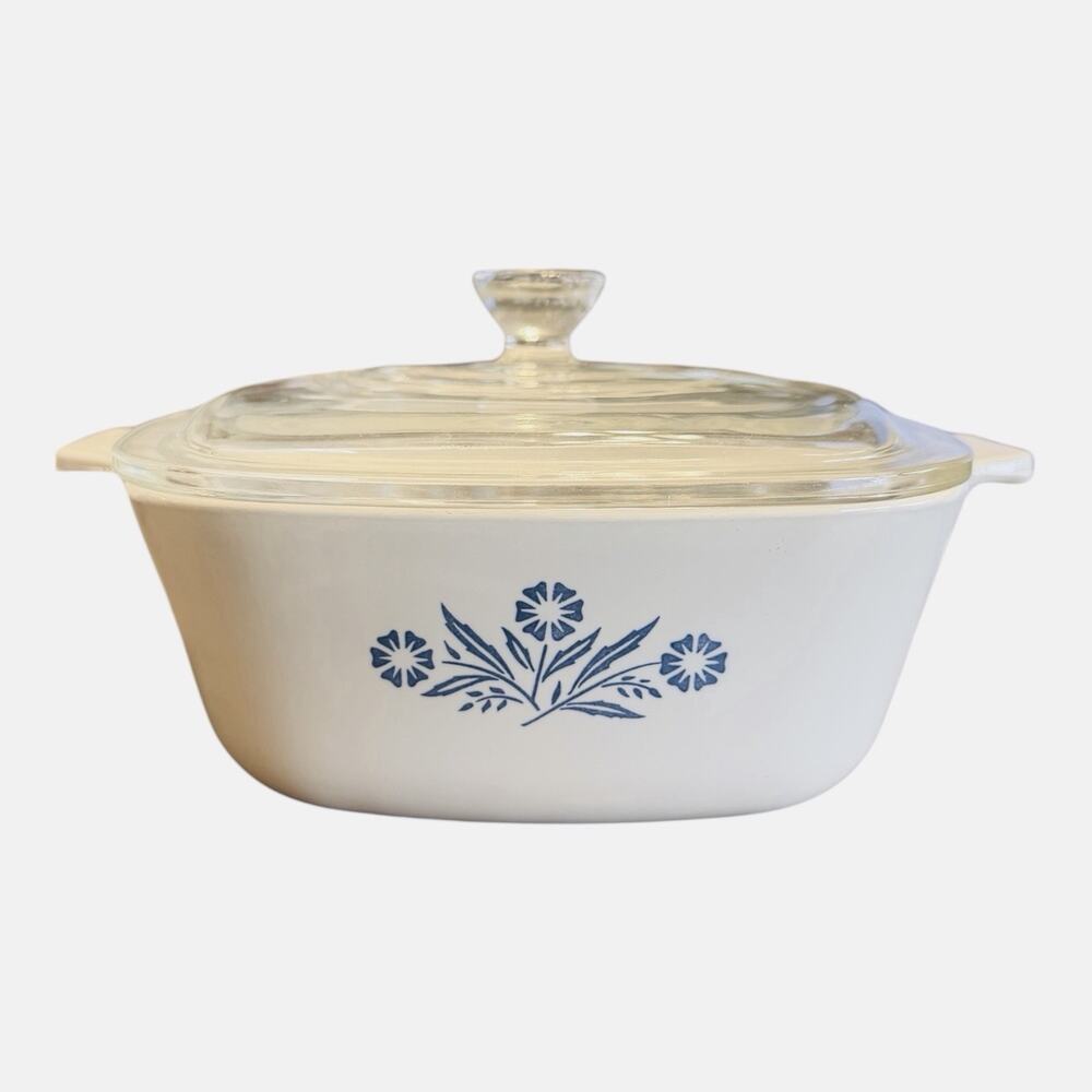VTG Corning Ware Blue Cornflower Casserole Dish 1 1/2 Qt w/Pyrex GlassLid P-1/2B